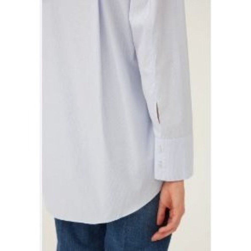 Harshman Blue Stripe Cotton Womens Popover Shirt W/ Pocket $192 Retail - Picture 2 of 10